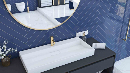 Lavoar pe blat formă dreptunghiulară lungime 100 cm culoare alb model Goya [1]