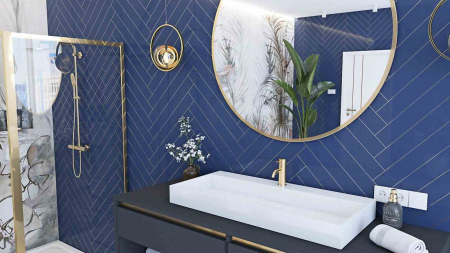 Lavoar baie pe blat formă dreptunghiulară lungime 70 cm culoare alb model Goya [2]