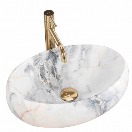 CHIUVETE / LAVOARE - Lavoar baie pe blat formă ovală lungime 48 cm culoare gri mat model Linda Granit Mat