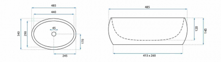 Lavoar pe blat formă ovală lungime 48 cm culoare alb model Linda Granit [5]