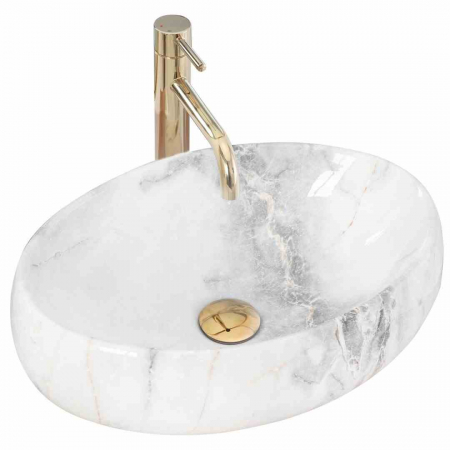 Lavoare pe blat - Lavoar pe blat formă ovală lungime 48 cm culoare alb model Linda Granit