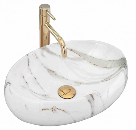 Lavoare pe blat - Lavoar pe blat formă ovală lungime 48 cm culoare alb model Linda Lava