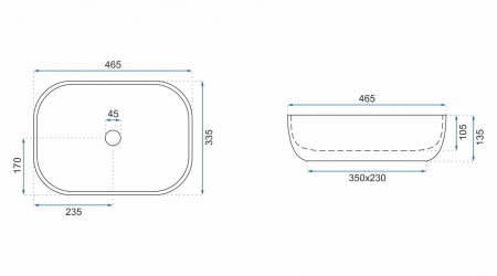 Lavoar baie pe blat formă dreptunghiulară lungime 46 cm culoare gri model Livia Grey [4]