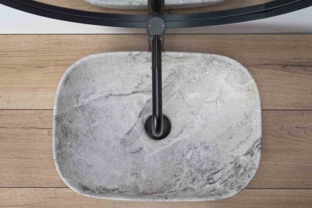 Lavoar pe blat formă dreptunghiulară lungime 46 cm culoare gri model Livia Stone [3]