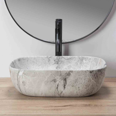 Lavoar pe blat formă dreptunghiulară lungime 46 cm culoare gri model Livia Stone [2]