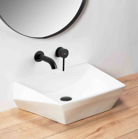 Lavoar baie pe blat formă neregulată lungime 60 cm culoare alb model Lucy [1]
