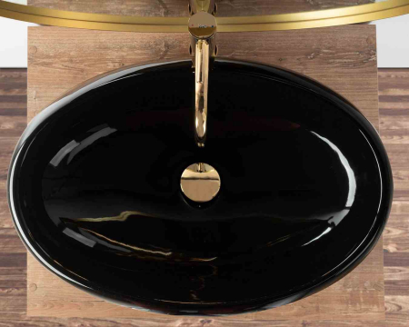 Lavoar baie pe blat formă ovală lungime 60 cm culoare neagră model Melania Black [3]