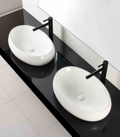Lavoar pe blat formă ovală lungime 60 cm culoare alb model Melania White [2]