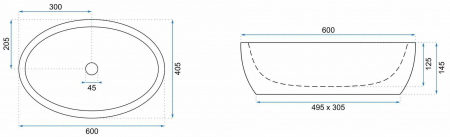 Lavoar pe blat formă ovală lungime 60 cm culoare auriu/alb model Meryl White [4]