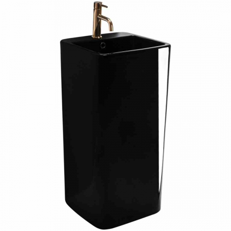 Lavoare cu piedestal - Lavoar independent formă pătrată înălțime 84 cm culoare neagră model Mia Black