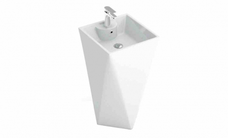 Lavoare cu piedestal - Lavoar independent formă hexagonală înălțime 81.5 cm culoare albă model Monte White
