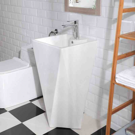 Lavoar independent formă hexagonală înălțime 81.5 cm culoare albă model Monte White [3]