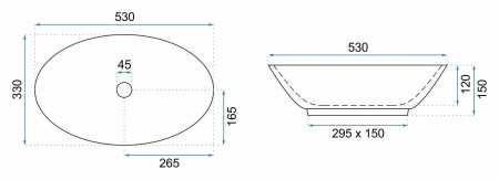 Lavoar pe blat formă ovală lungime 53 cm culoare alb model Pamela Aiax [5]