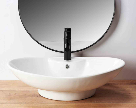 Lavoar baie pe blat formă ovală lungime 58 cm culoare alb model Rosa Mini [2]