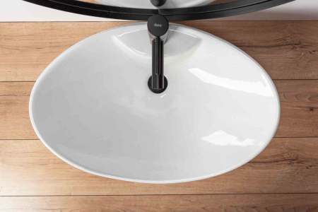 Lavoar baie pe blat formă ovală lungime 66 cm culoare alb model Rosa [3]