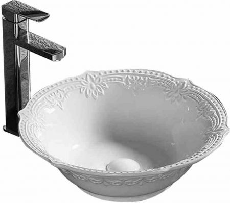 Lavoare pe blat - Lavoar pe blat formă rotundă lungime 44 cm culoare alb model Rosalia White