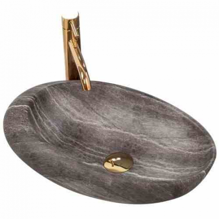 Lavoare pe blat - Lavoar pe blat formă ovală lungime 49 cm culoare gri model Roxy Stone Grey