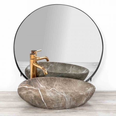 Lavoar baie pe blat formă ovală lungime 49 cm culoare maro model Roxy Stone Nature [1]