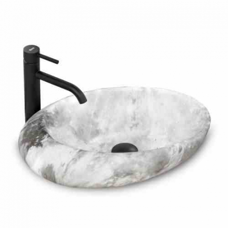 CHIUVETE / LAVOARE - Lavoar pe blat formă ovală lungime 49 cm culoare gri model Roxy Stone Grey