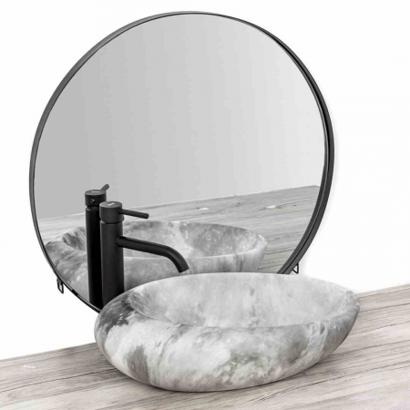 Lavoar pe blat formă ovală lungime 49 cm culoare gri model Roxy Stone Grey [1]