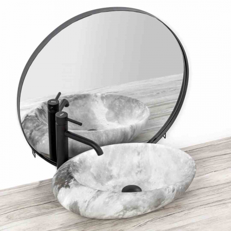 Lavoar pe blat formă ovală lungime 49 cm culoare gri model Roxy Stone Grey [2]