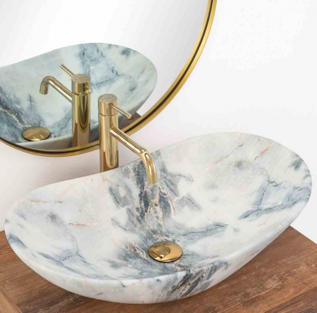 Lavoar baie pe blat formă semiovală lungime 62 cm culoare gri mat model Royal Granit Mat [1]