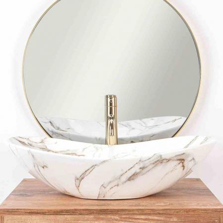 Lavoar pe blat formă semiovală lungime 62 cm culoare alb model Royal Lava [3]