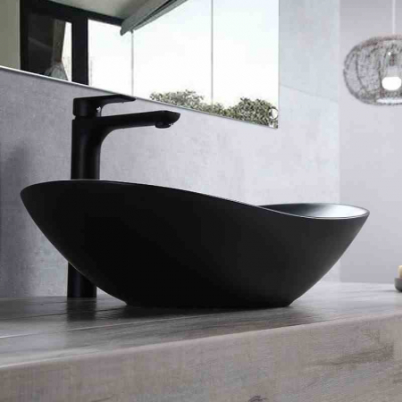 Lavoar pe blat formă semiovală lungime 62 cm culoare negru mat model Royal Black Mat [1]