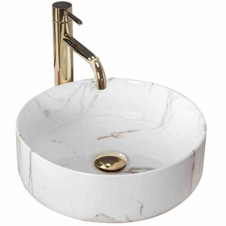 Lavoare pe blat - Lavoar baie pe blat formă rotundă lungime 35 cm culoare alb model Sami Aiax