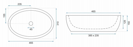 Lavoar pe blat formă ovală lungime 46 cm culoare alb model Shila [5]