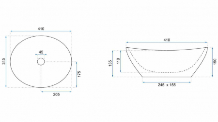 Lavoar baie pe blat formă ovală lungime 41 cm culoare alb model Sofia Gold Edge [5]