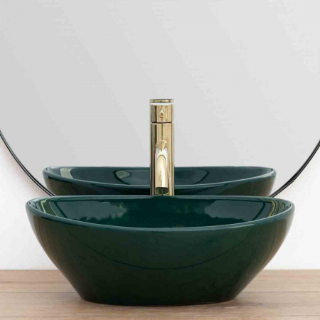 Lavoar baie pe blat formă ovală lungime 41 cm culoare verde model Sofia Green [3]