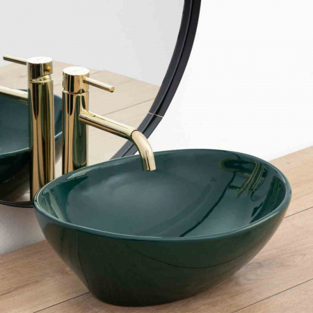 Lavoar baie pe blat formă ovală lungime 41 cm culoare verde model Sofia Green [1]
