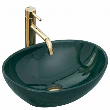 Lavoare pe blat - Lavoar baie pe blat formă ovală lungime 41 cm culoare verde model Sofia Green