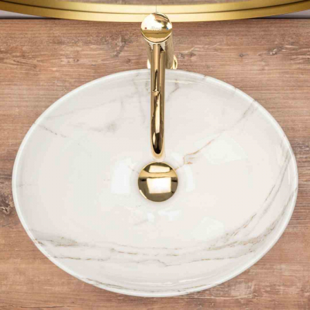 Lavoar pe blat formă ovală lungime 41 cm culoare crem model Sofia Aiax [4]