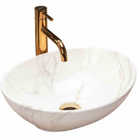 Lavoare pe blat - Lavoar pe blat formă ovală lungime 41 cm culoare crem model Sofia Aiax