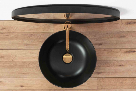 Lavoar pe blat formă rotundă lungime 36 cm culoare negru mat model Stella Black Mat [4]