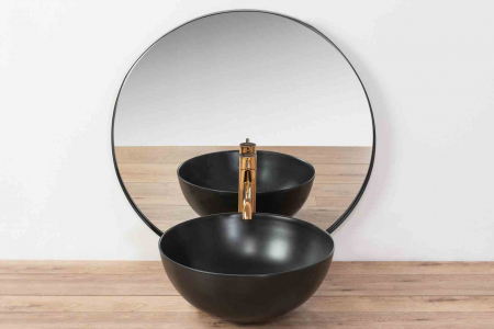 Lavoar pe blat formă rotundă lungime 36 cm culoare negru mat model Stella Black Mat [3]