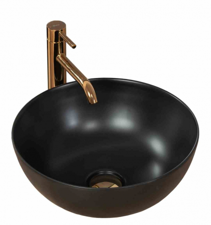 Lavoare pe blat - Lavoar pe blat formă rotundă lungime 36 cm culoare negru mat model Stella Black Mat