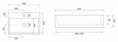 Lavoar baie pe blat formă dreptunghiulară lungime 50 cm culoare alb model Valeria [4]