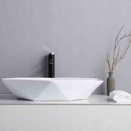 Lavoar pe blat formă hexagonală lungime  57 cm culoare alb model Vegas White [5]