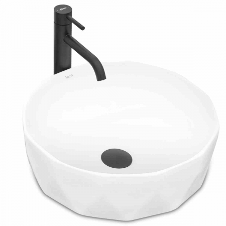 CHIUVETE / LAVOARE - Lavoar baie pe blat formă rotundă lungime 41 cm culoare alb model Vista White