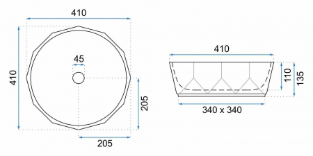Lavoar baie pe blat formă rotundă lungime 41 cm culoare alb model Vista White [5]