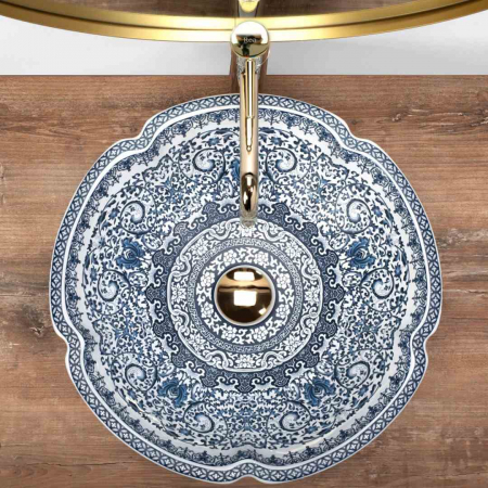 Lavoar baie pe blat formă rotundă lungime 42 cm culoare multicolor model Vivien [6]