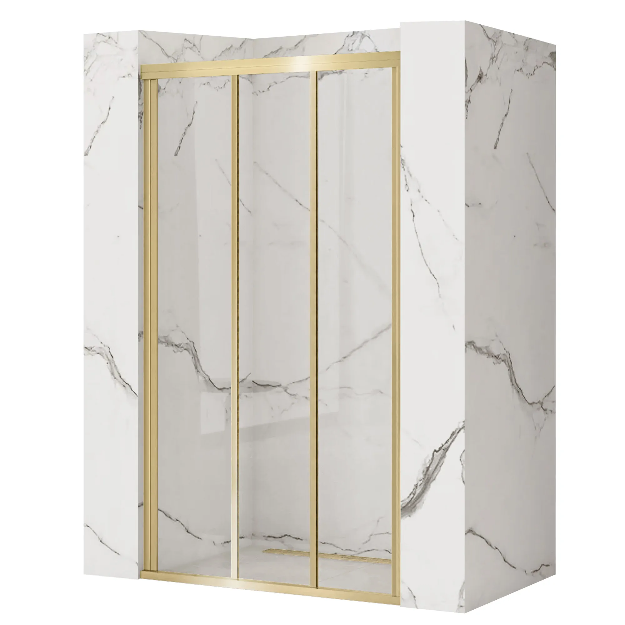 DUȘ - Ușă cabină duș culisantă 120 cm finisaj auriu periat sticlă securizată de 4 mm model Alex Brush Gold