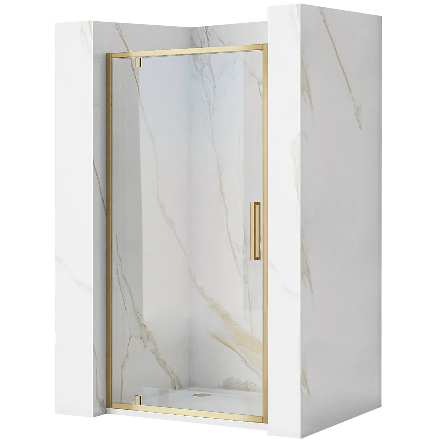 Ușă cabină duș batantă 100 cm culoare auriu periat sticlă securizată de 6 mm model Rapid Swing Brush Gold