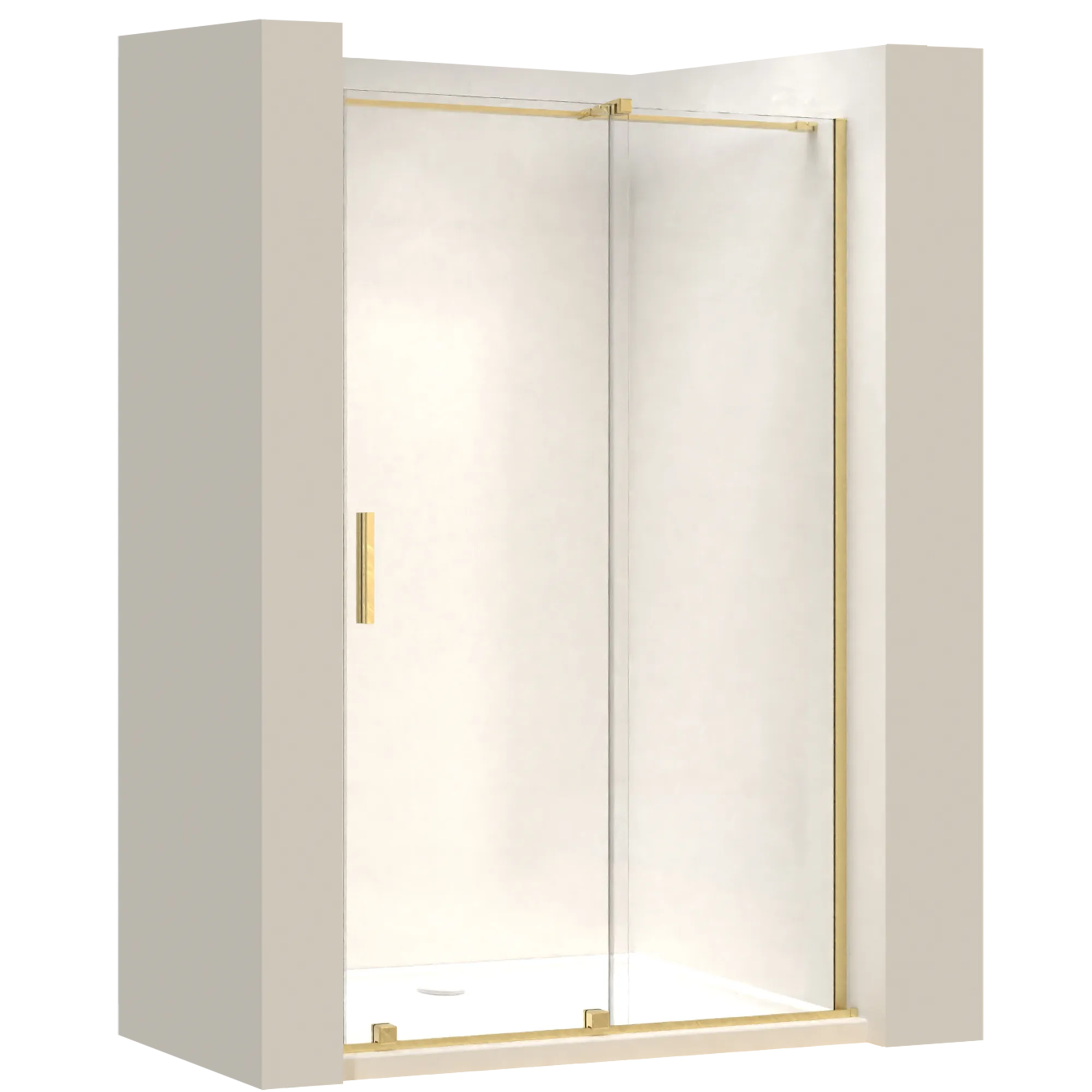 Ușă cabină duș culisantă 110 cm finisaj auriu periat sticlă securizată de 6 mm model Montana Gold Brush