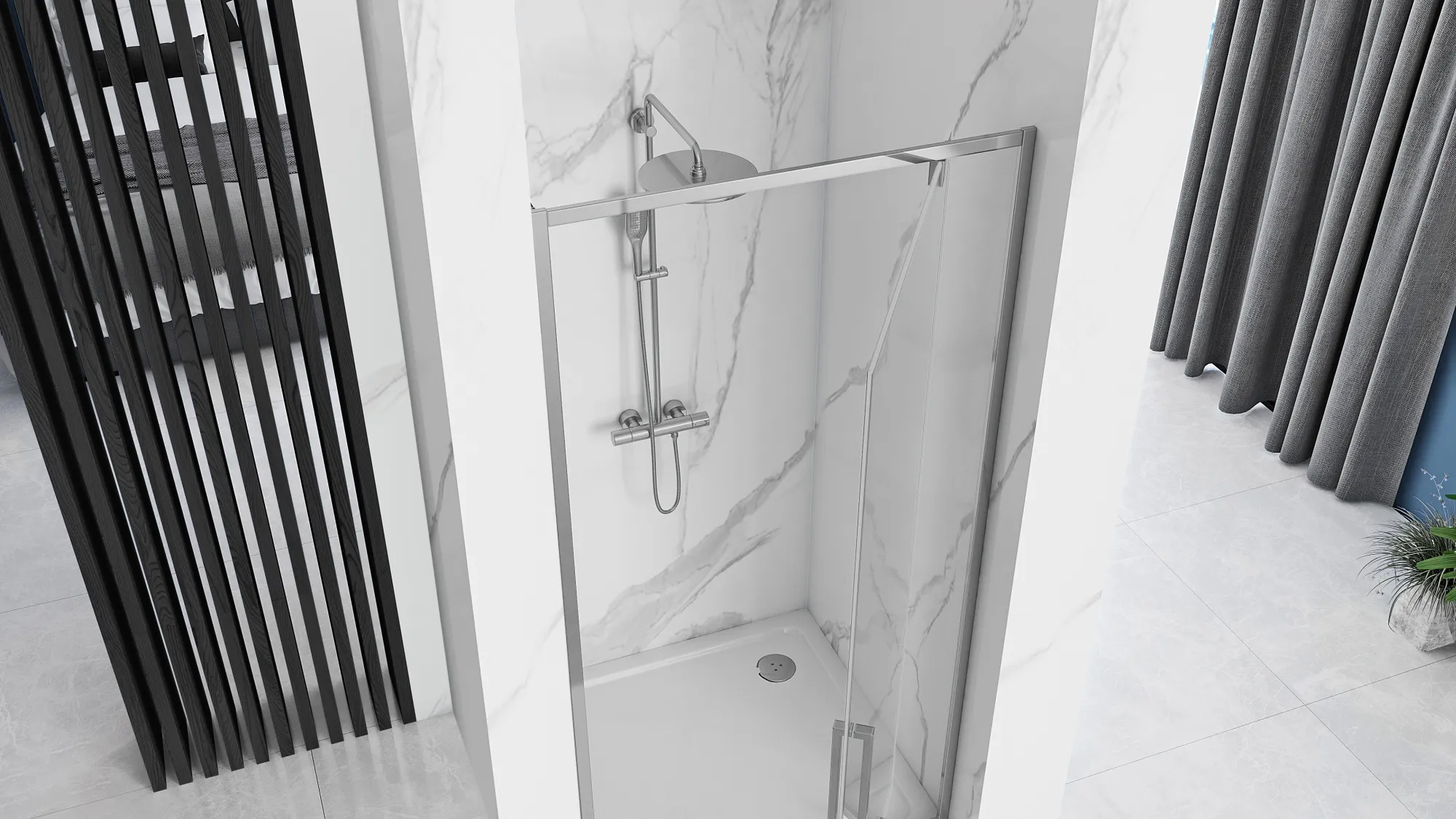 Ușă cabină duș batantă 100 cm culoare crom lucios sticlă securizată de 6 mm model Rapid Swing Chrome [1]