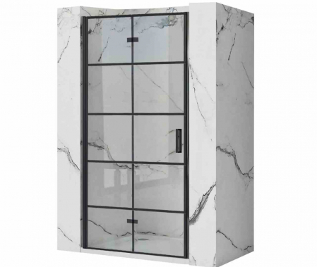 Ușă duș pliabilă mărime 90 cm culoare negru mat sticlă securizată de 6 mm model Molier Black