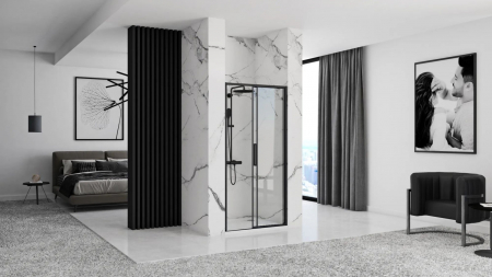 Ușă cabină duș culisantă 100 cm culoare negru mat sticlă securizată de 6 mm model Rapid Slide Black [3]